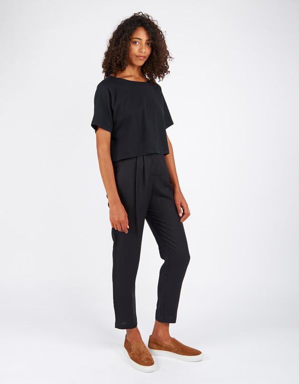 Pansy Crop Tee Black Pansy Crop Tee Black