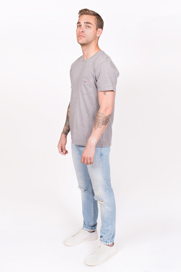 Men's Maison Kitsune Tricolor Fox Patch Tee Men's Maison Kitsune Tricolor Fox Patch Tee