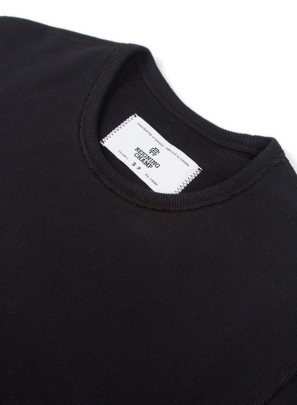 Reigning Champ Knit Midweight Terry Scalloped LS Crewneck Black Reigning Champ Knit Midweight Terry Scalloped LS Crewneck Black
