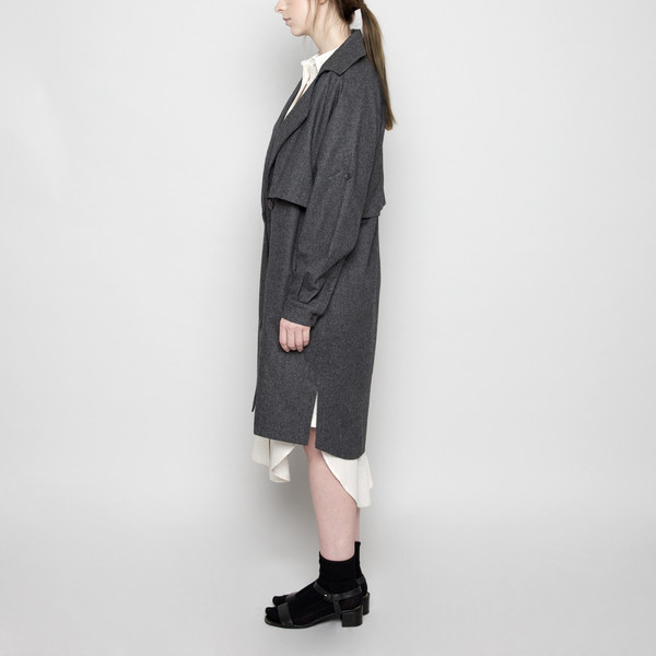 7115 by Szeki Wool Trench Coat - Gray FW16 7115 by Szeki Wool Trench Coat - Gray FW16