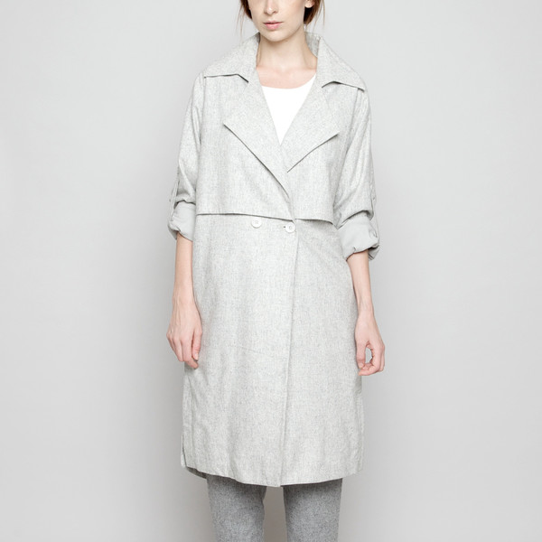 7115 by Szeki Wool Trench Coat - Light Gray FW16 7115 by Szeki Wool Trench Coat - Light Gray FW16