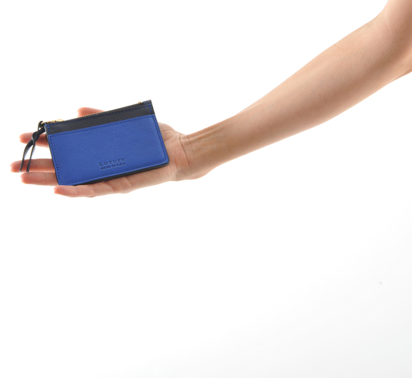 Lotuff Leather Black and Electric Blue Card Case Wallet Lotuff Leather Black and Electric Blue Card Case Wallet