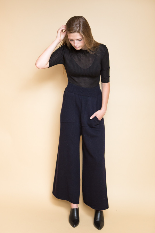 Achro Wide Leg Knit Pants - Navy Achro Wide Leg Knit Pants - Navy