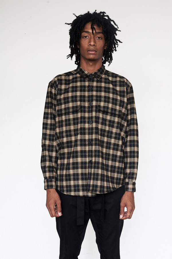 Men's Assembly New York Flannel Plaid Poet Shirt Men's Assembly New York Flannel Plaid Poet Shirt