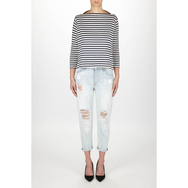 Just Female "Kath" Jersey Boatneck Nautical Striped Breton Top Just Female "Kath" Jersey Boatneck Nautical Striped Breton Top
