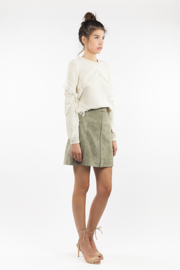 Tanya Taylor Inlay Fringe Cha Cha Sweater - Cream Tanya Taylor Inlay Fringe Cha Cha Sweater - Cream