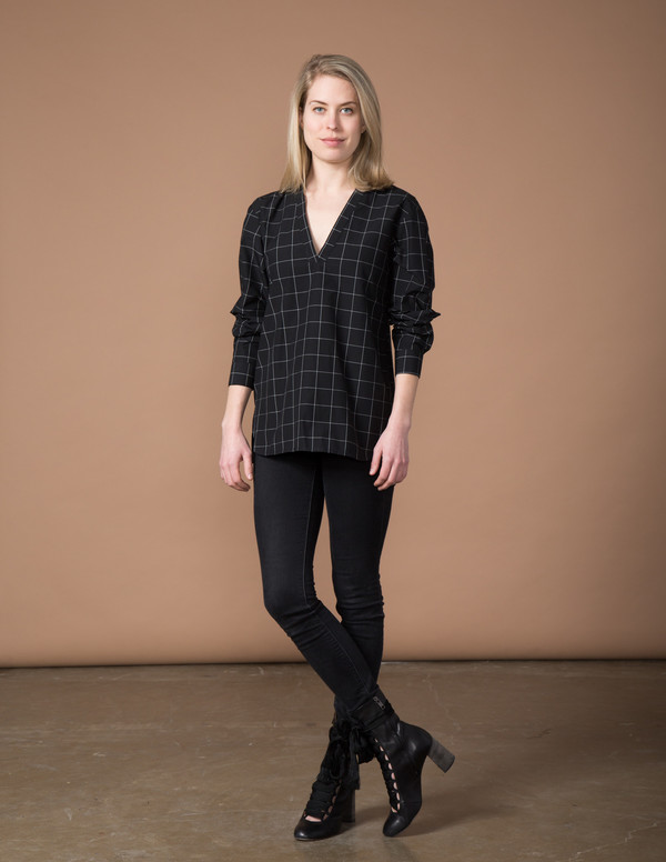 SBJ Austin Carroll Top - Black with White Window Pane SBJ Austin Carroll Top - Black with White Window Pane