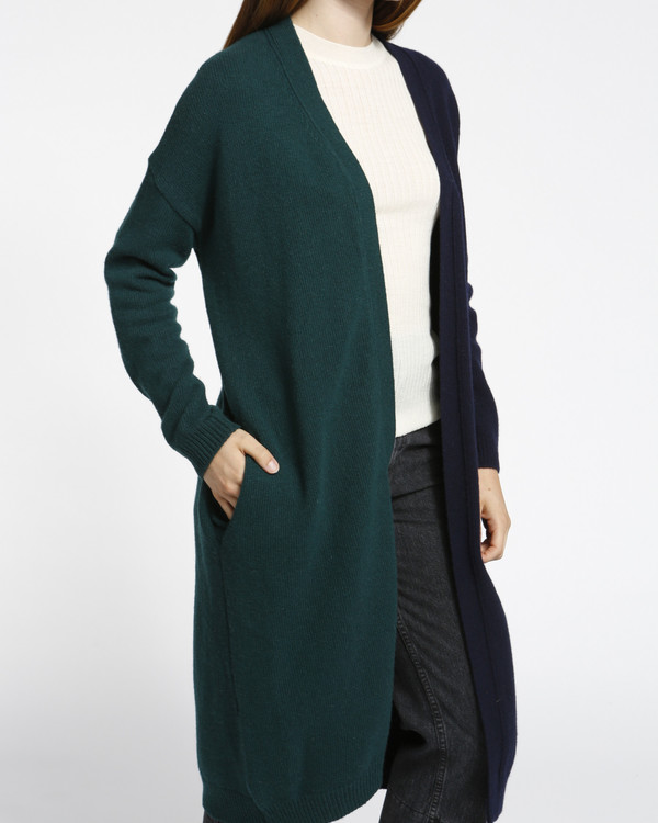 Achro Color Block Long Cardigan in Navy/Green Achro Color Block Long Cardigan in Navy/Green