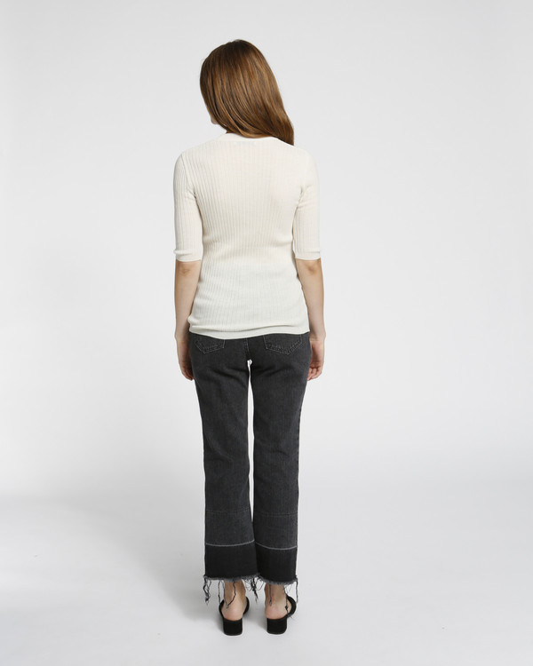 Achro Short Sleeved Ribbed Sweater in Ivory Achro Short Sleeved Ribbed Sweater in Ivory