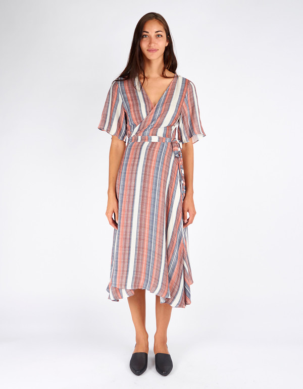 Just Female Stripe Wrap Dress Stripe AOP Just Female Stripe Wrap Dress Stripe AOP