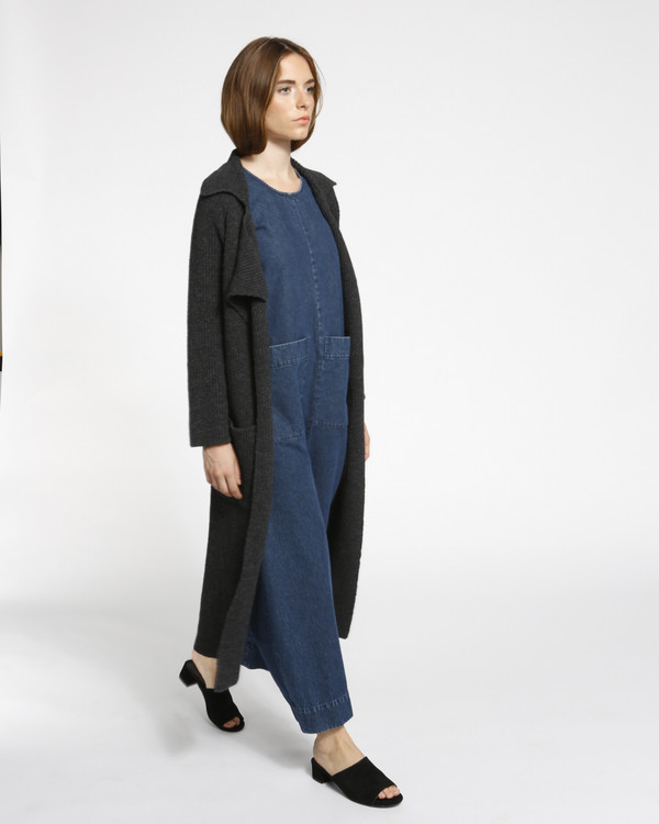 Achro Chunky Ribbed Sweater Coat in Charcoal Achro Chunky Ribbed Sweater Coat in Charcoal