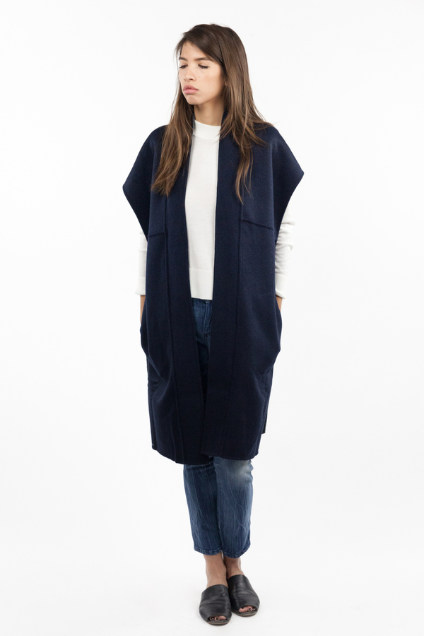 7115 by Szeki Reversible Kimono Vest - Gray/Navy 7115 by Szeki Reversible Kimono Vest - Gray/Navy