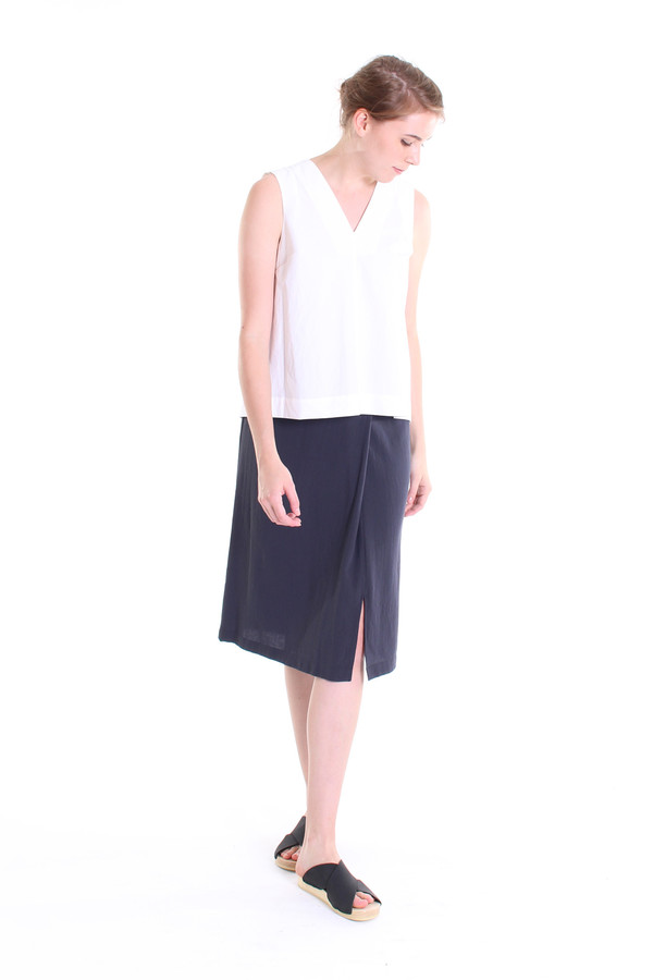 Evam Eva Double cloth wrap skirt in north sea Evam Eva Double cloth wrap skirt in north sea