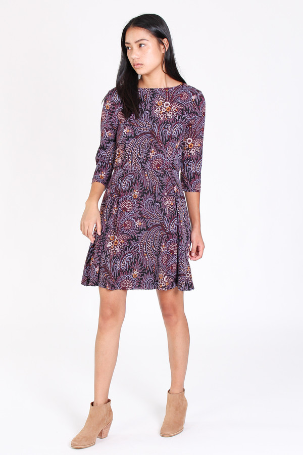 Suno Fit and flare dress in paisley wine Suno Fit and flare dress in paisley wine