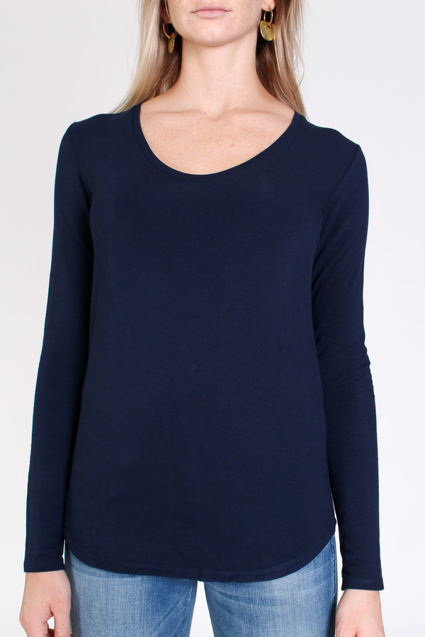 Majestic French terry scoop neck top in marine Majestic French terry scoop neck top in marine