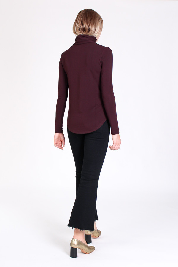 Majestic French terry turtleneck in aubergine Majestic French terry turtleneck in aubergine