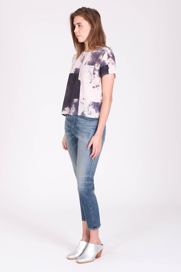 The Podolls Luz pocket tee in logwood print The Podolls Luz pocket tee in logwood print