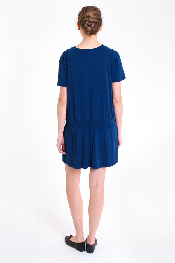 Clu Paneled short sleeve dress in Sea Blue Clu Paneled short sleeve dress in Sea Blue