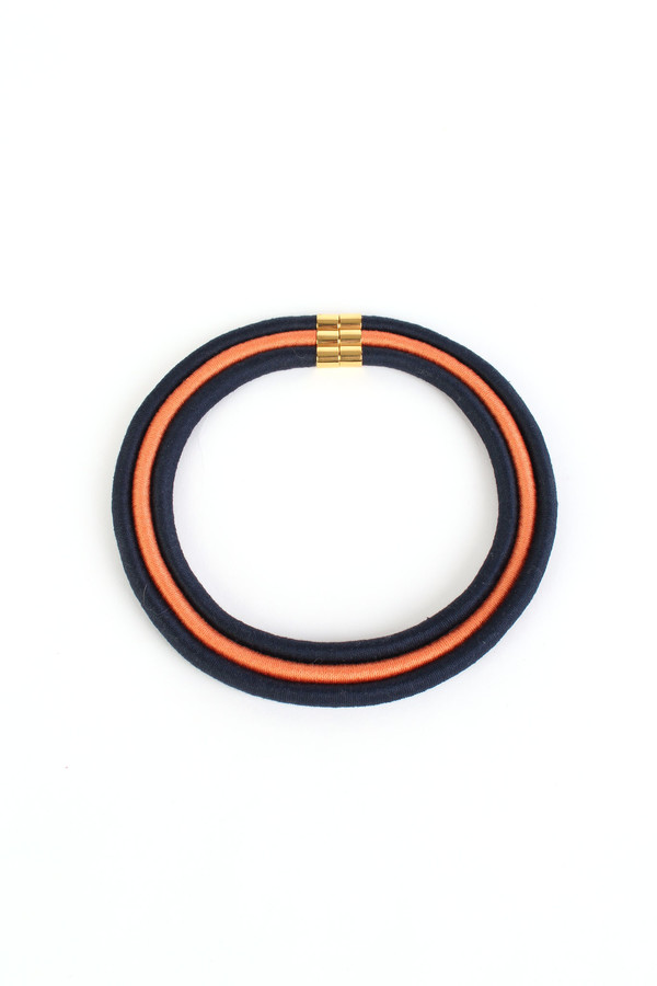 Eleanor Bolton Pharoah necklace in navy and sandstone Eleanor Bolton Pharoah necklace in navy and sandstone
