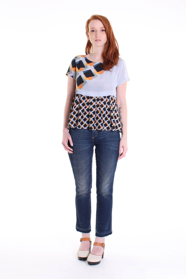 Suno Pleated underlay boxy top in blue Suno Pleated underlay boxy top in blue