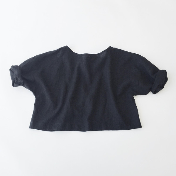 LLOYD Black Linen Tie Back Top LLOYD Black Linen Tie Back Top