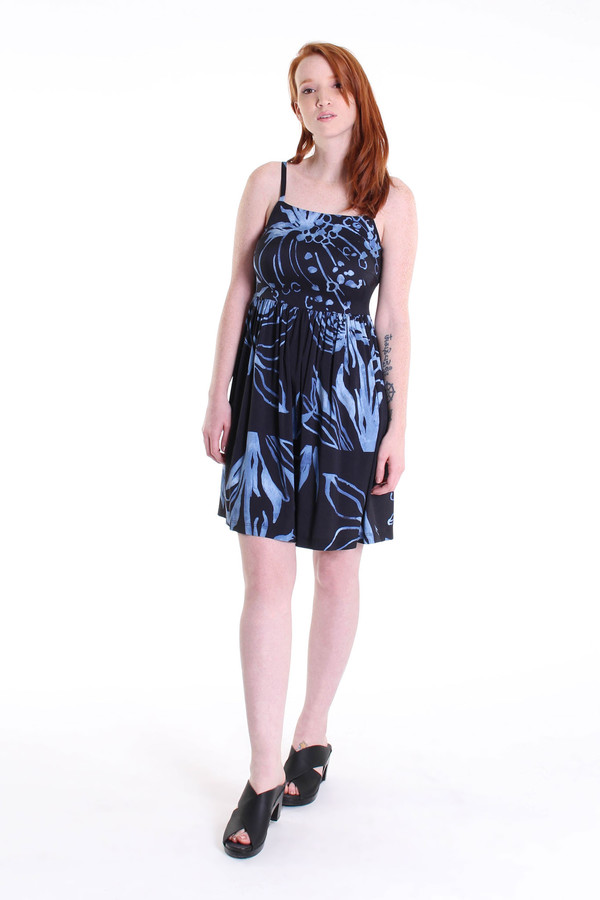 Suno Shirred waist tank dress in black floral Suno Shirred waist tank dress in black floral
