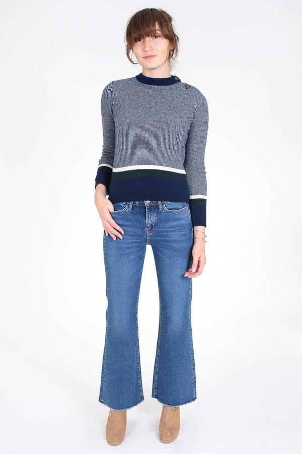M.i.h Jeans Shrunken stripe guernsey sweater in blue multi M.i.h Jeans Shrunken stripe guernsey sweater in blue multi