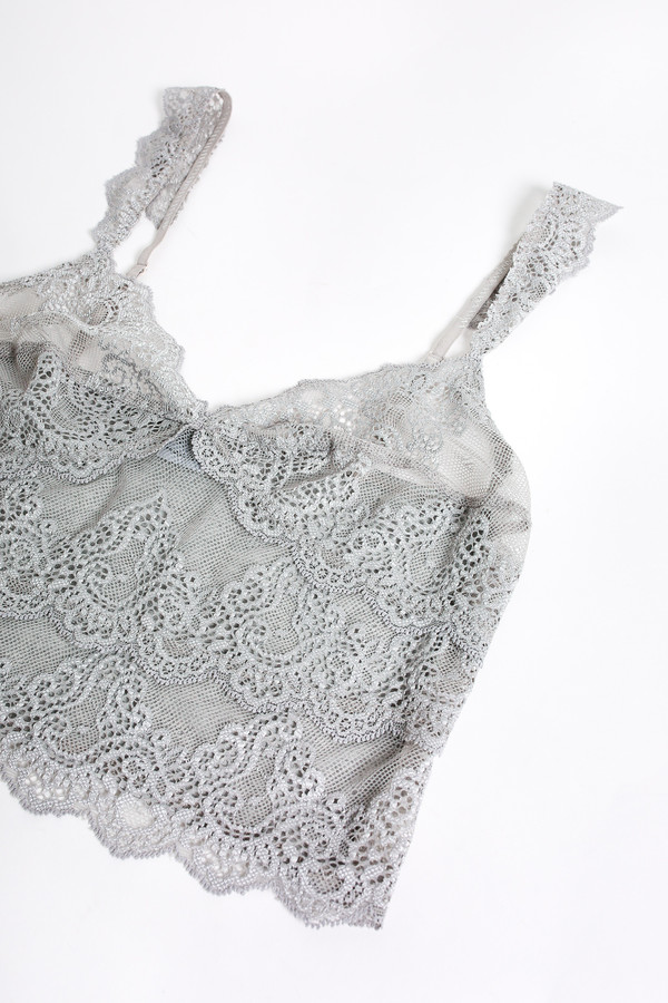 Only Hearts So fine lace cropped cami in heather grey Only Hearts So fine lace cropped cami in heather grey
