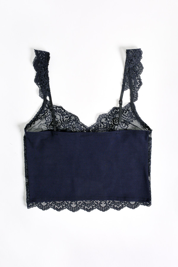 Only Hearts So fine lace cropped cami in navy Only Hearts So fine lace cropped cami in navy