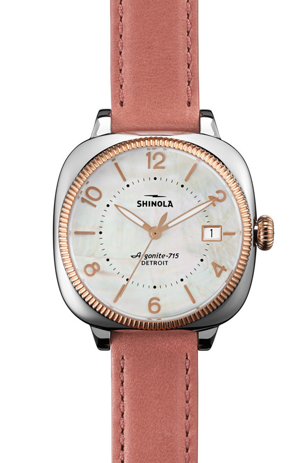 The Gomelsky 36mm watch in mother of pearl & orchid The Gomelsky 36mm watch in mother of pearl & orchid