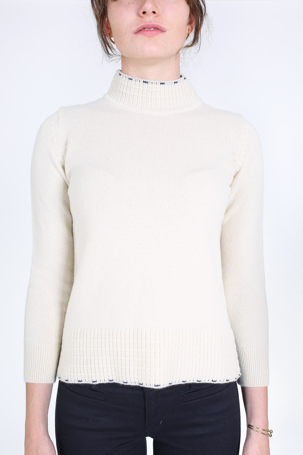 M.i.h Jeans Tipped guernsey cashmere sweater in cream M.i.h Jeans Tipped guernsey cashmere sweater in cream