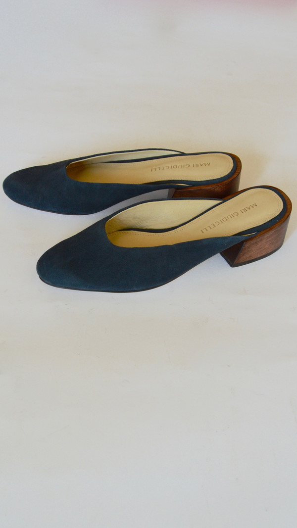 Mari Giudicelli Leblon Mule in Indigo Suede Mari Giudicelli Leblon Mule in Indigo Suede