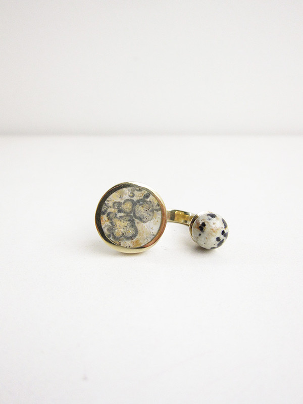 Quarry Jaspe Double Ring, Ocean/Dalmation Quarry Jaspe Double Ring, Ocean/Dalmation