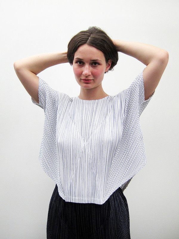 Issey Miyake Kasuri Stripe Top - White Issey Miyake Kasuri Stripe Top - White