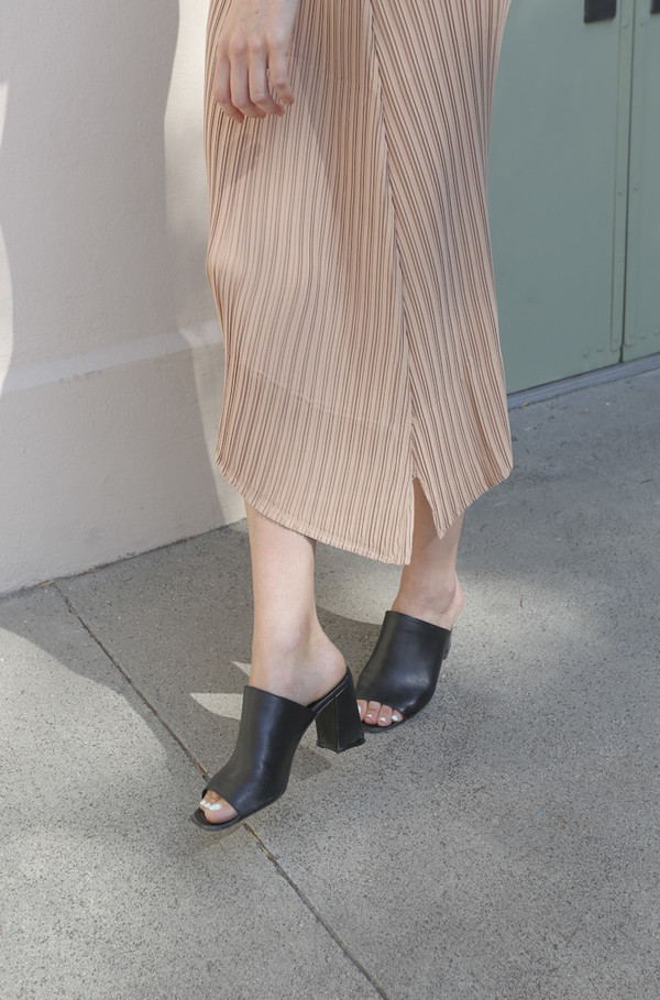 Objects Without Meaning Knife Pleat Dress in Nude Objects Without Meaning Knife Pleat Dress in Nude