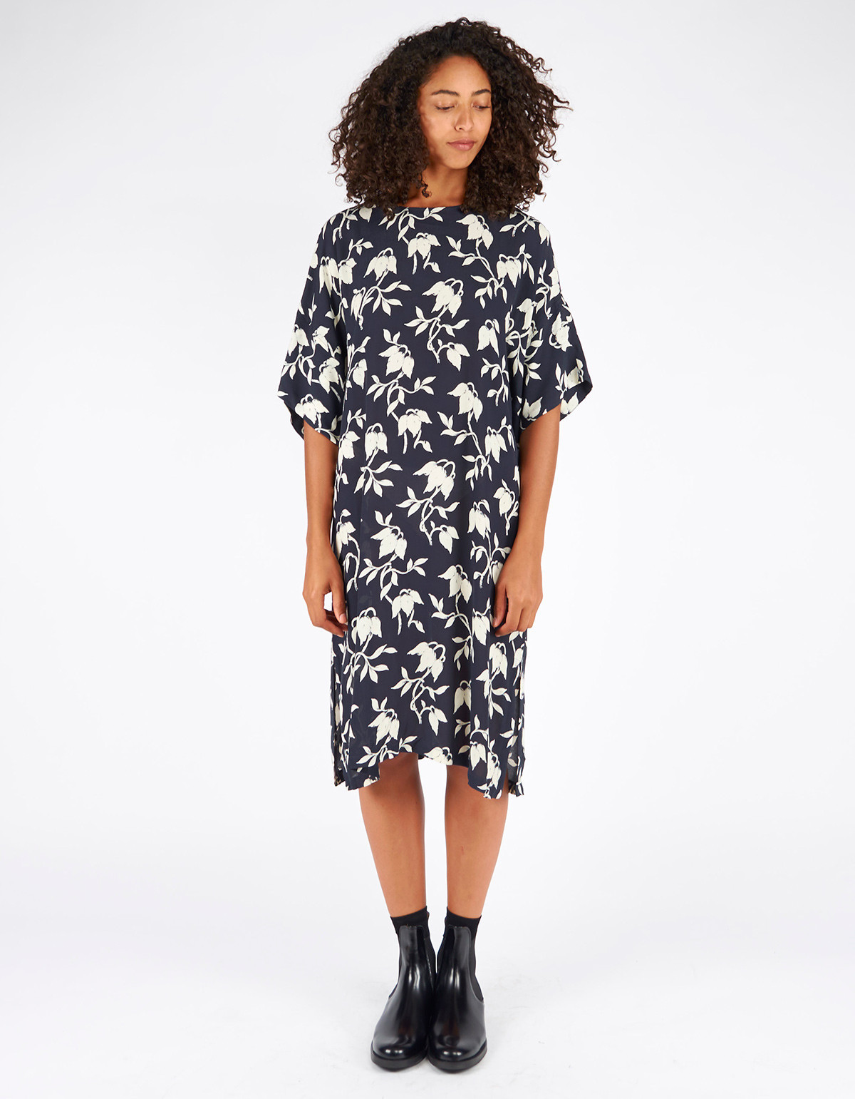 Ganni Maxwell Crepe Dress Vanilla Ice 