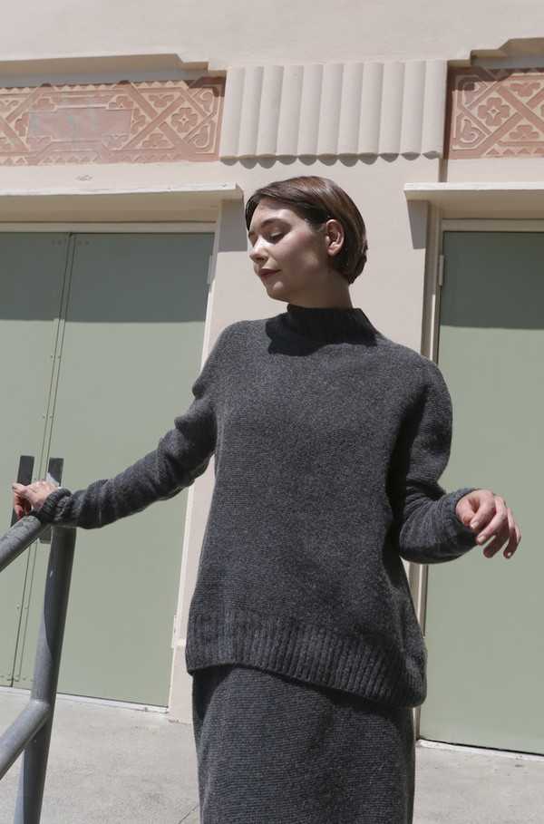 Objects Without Meaning Mock Neck Sweater in Grey Objects Without Meaning Mock Neck Sweater in Grey