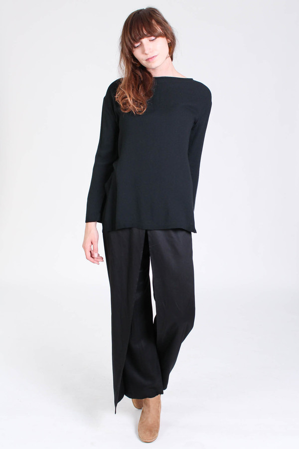 Black Crane Long slit top in black Black Crane Long slit top in black