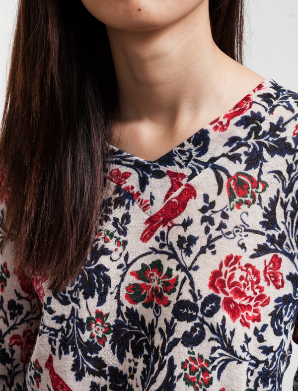 Ys by Yohji Yamamoto Womens Floral Knit Longsleeve Top Ys by Yohji Yamamoto Womens Floral Knit Longsleeve Top