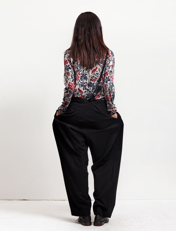Ys by Yohji Yamamoto Womens Single Suspender Trousers Ys by Yohji Yamamoto Womens Single Suspender Trousers
