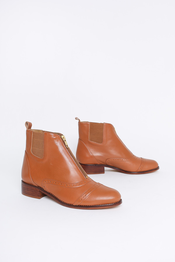 Nina Payne Charli zip-front oxford bootie in cognac Nina Payne Charli zip-front oxford bootie in cognac