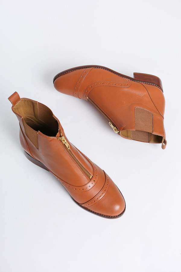 Nina Payne Charli zip-front oxford bootie in cognac Nina Payne Charli zip-front oxford bootie in cognac