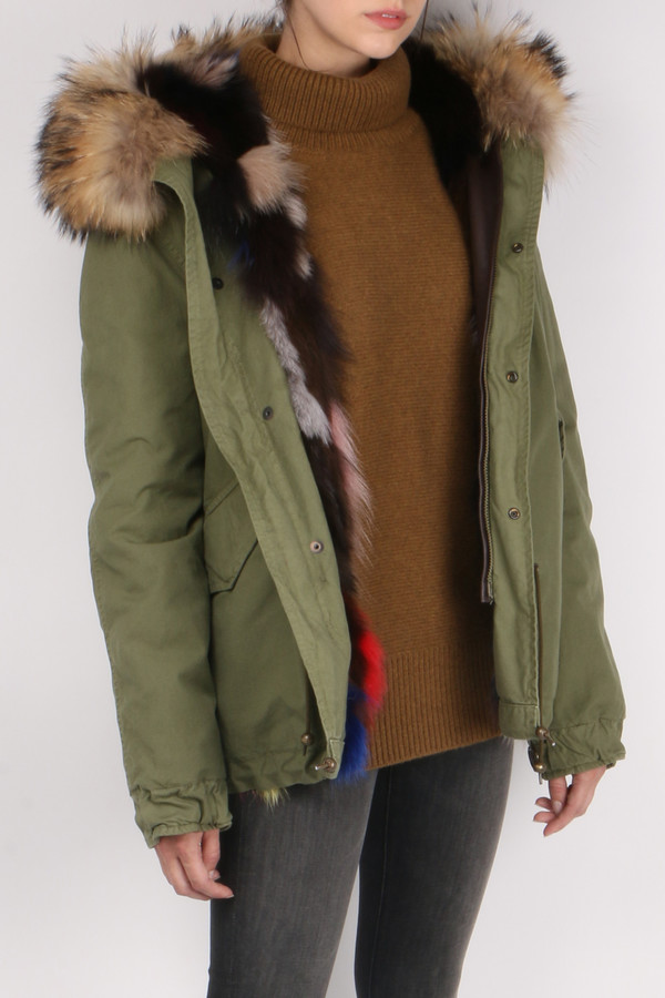 Mr & Mrs Italy Canvas Fur-Trimmed Mini Parka Mr & Mrs Italy Canvas Fur-Trimmed Mini Parka
