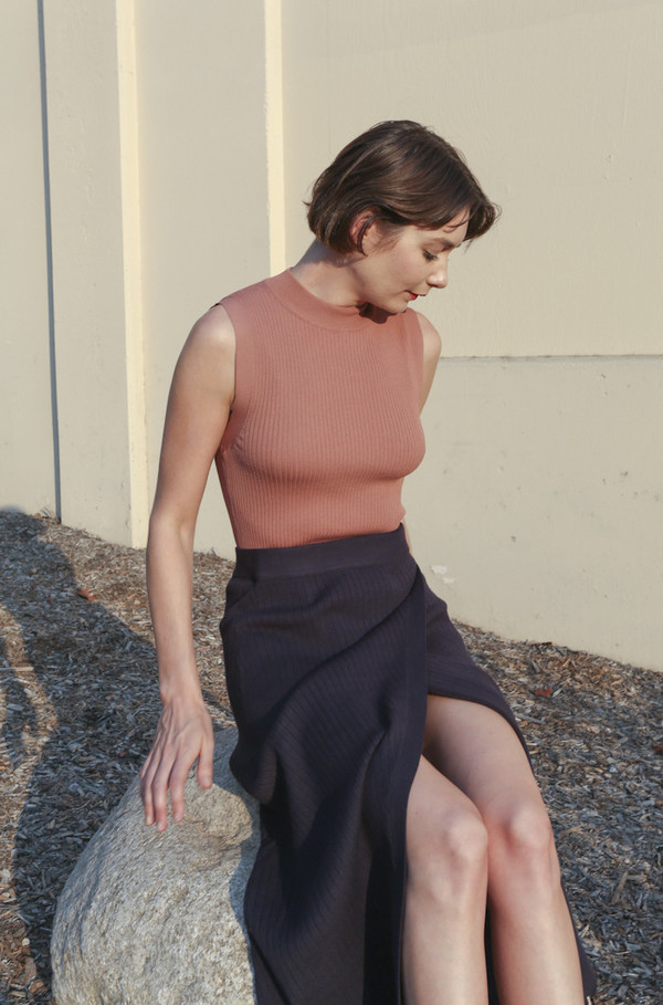 Pari Desai Leila Mock Neck Rib Muscle T in Bisque Pari Desai Leila Mock Neck Rib Muscle T in Bisque