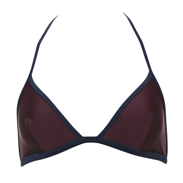 SOLID AND STRIPED - BIKINI TOP / BURGUNDY W/ NAVY BORDER SOLID AND STRIPED - BIKINI TOP / BURGUNDY W/ NAVY BORDER