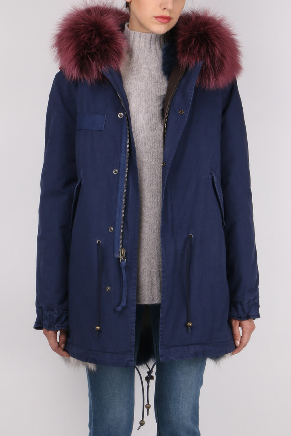 Mr & Mrs Italy Canvas Fur-Trimmed Mini-Parka Mr & Mrs Italy Canvas Fur-Trimmed Mini-Parka
