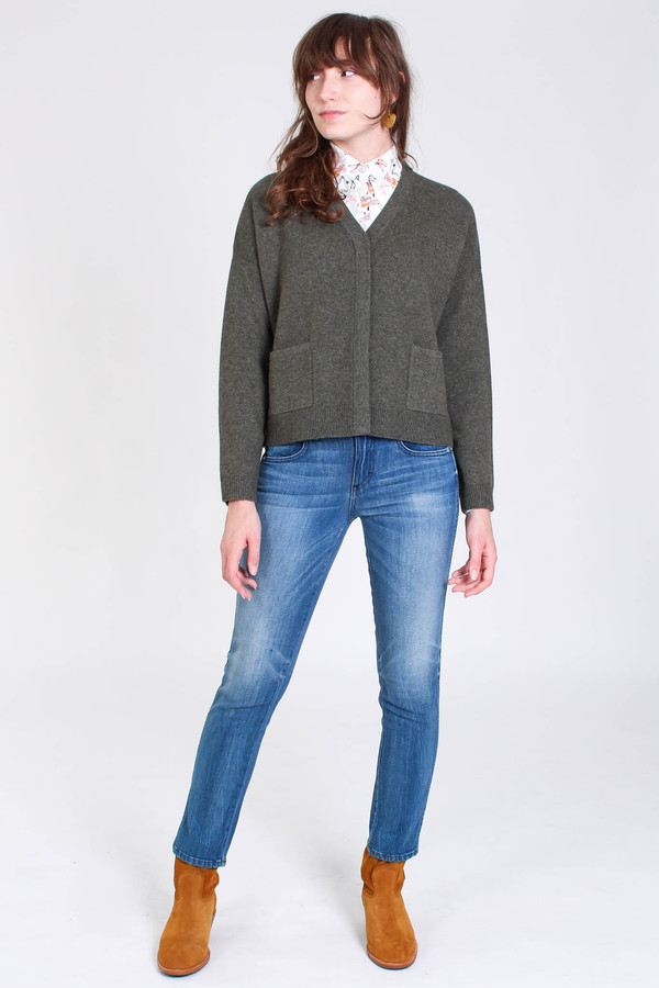 Svilu Cropped cardigan in loden Svilu Cropped cardigan in loden
