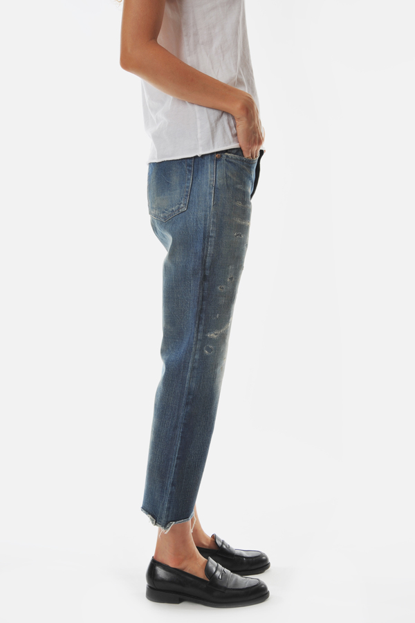 Used Repair Narrow Tapered Cut Jeans by Chimala Used Repair Narrow Tapered Cut Jeans by Chimala