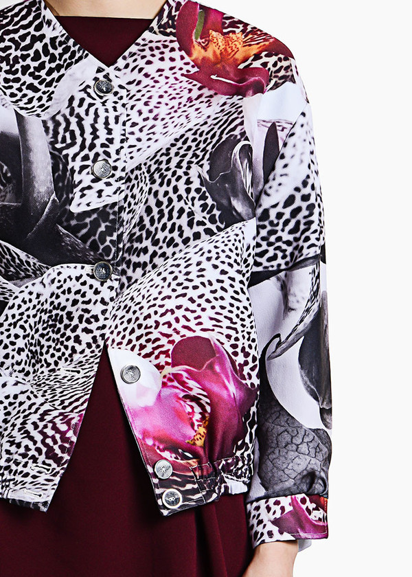 S M K - Grey Orchid Bomber Jacket S M K - Grey Orchid Bomber Jacket