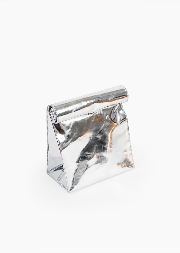 S M K - Silver Foldover Bag S M K - Silver Foldover Bag